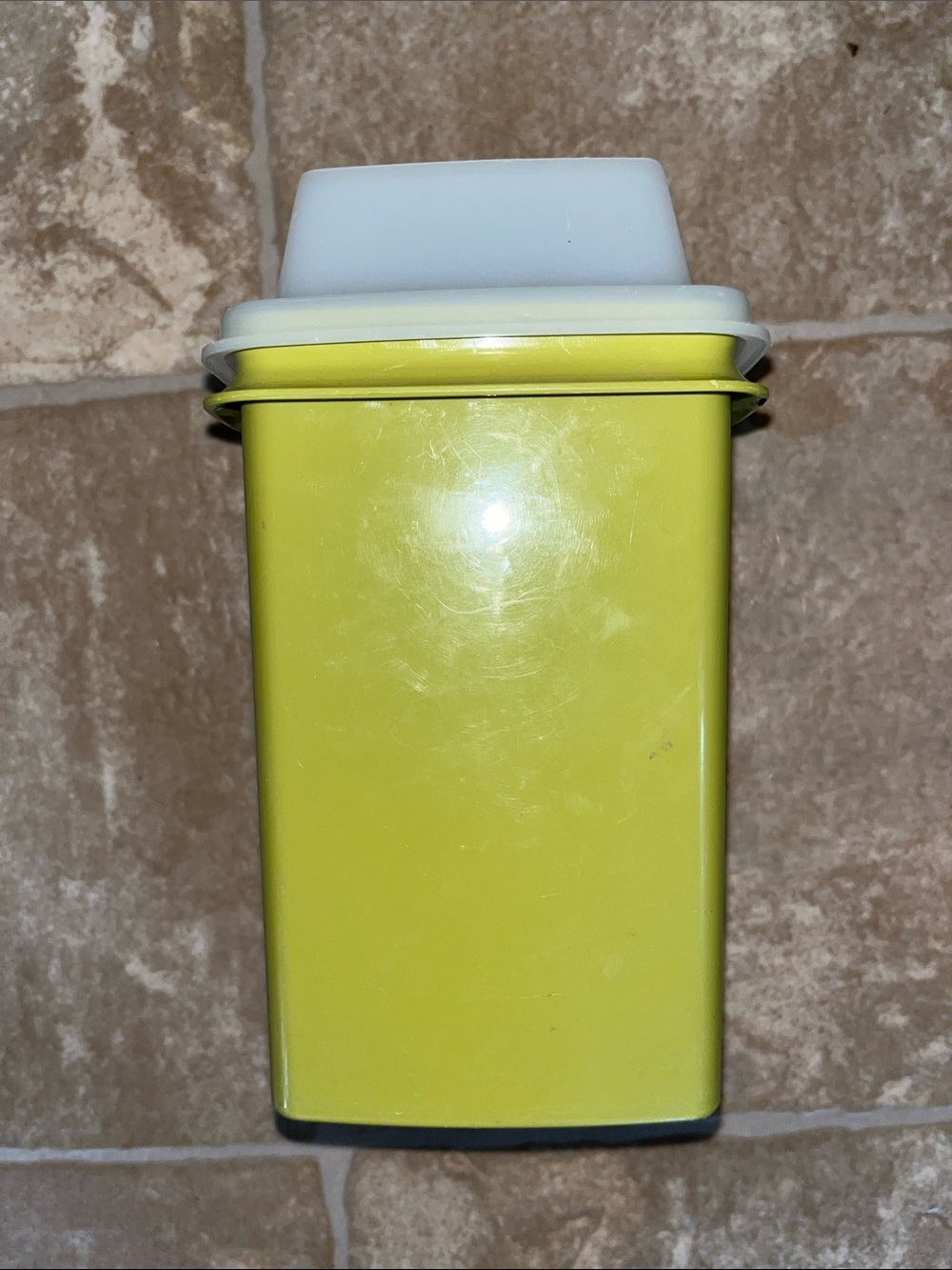 Vintage Tupperware Avocado Green Storage Canister with White Lid